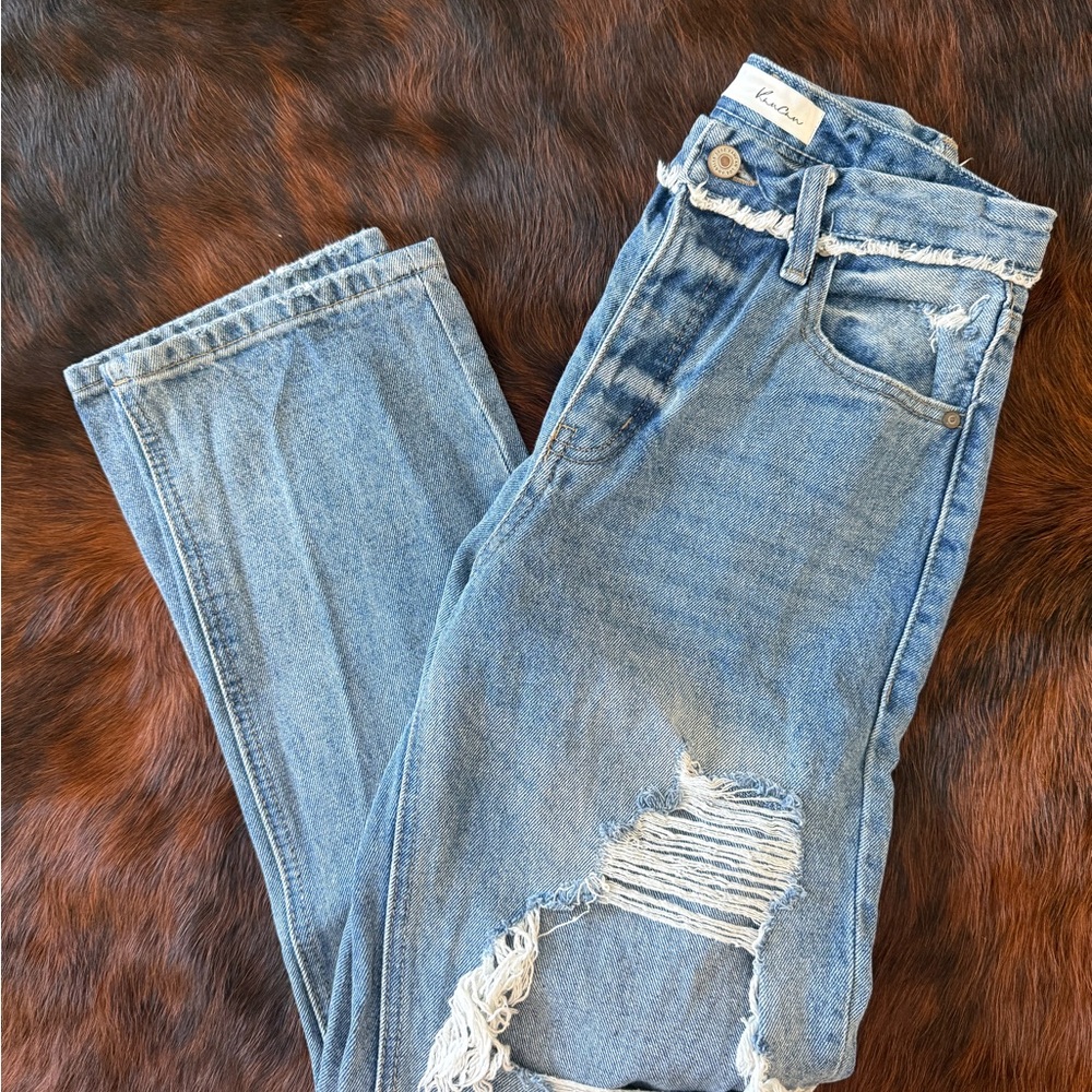 KanCan High Rise Distressed Blue Jeans